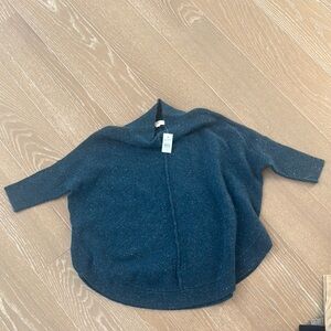 LOFT Blue Knit Poncho with Speckles